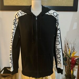 Calvin Klein Jeans printed on Long Sleeves Men's Zip Down Sweatshirt Small